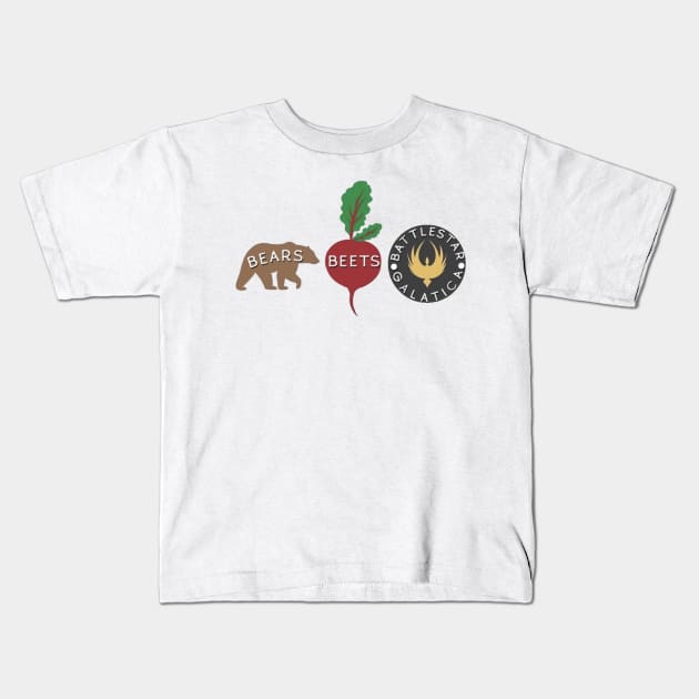 “Bears, Beets, Battlestar Galatica.” (2) Kids T-Shirt by sunkissed